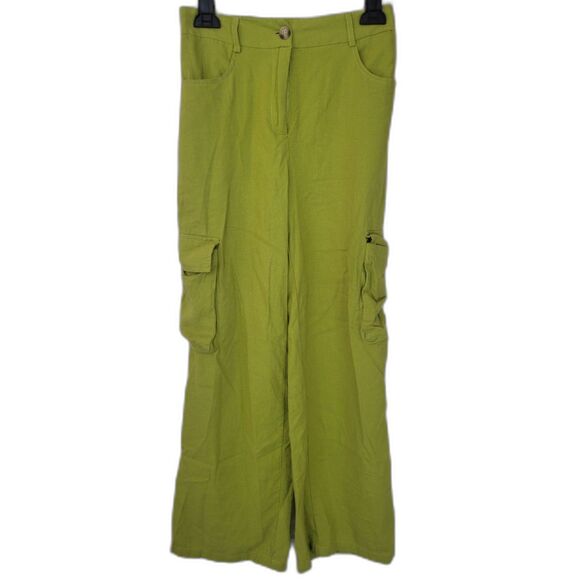 Happily Grey HG Green Linen Cargo Pants - Picture 1 of 4